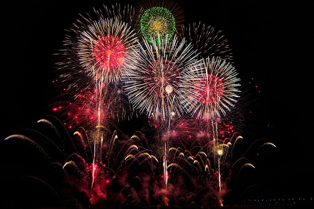 An exploding display of fireworks in Nagano City-Japan